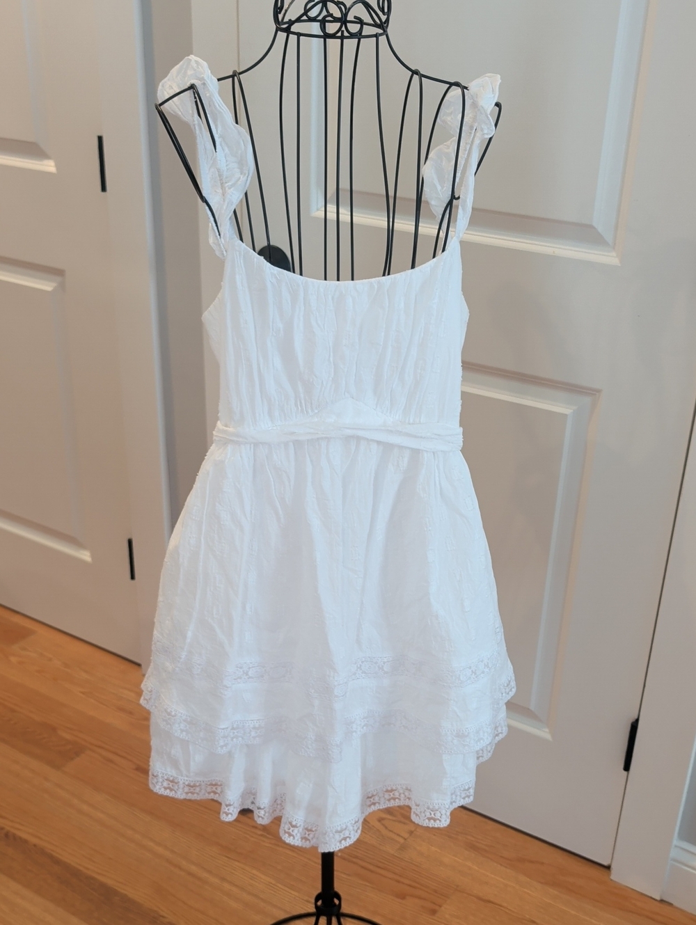 Altar'd State White Ruffled Strap Tiered Lace Romper